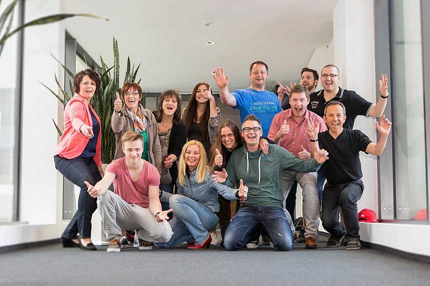 fröhliches gruppenbild